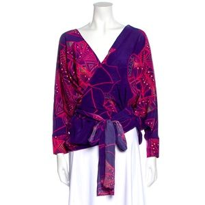 Alexis Wrap Tie Silk Blouse